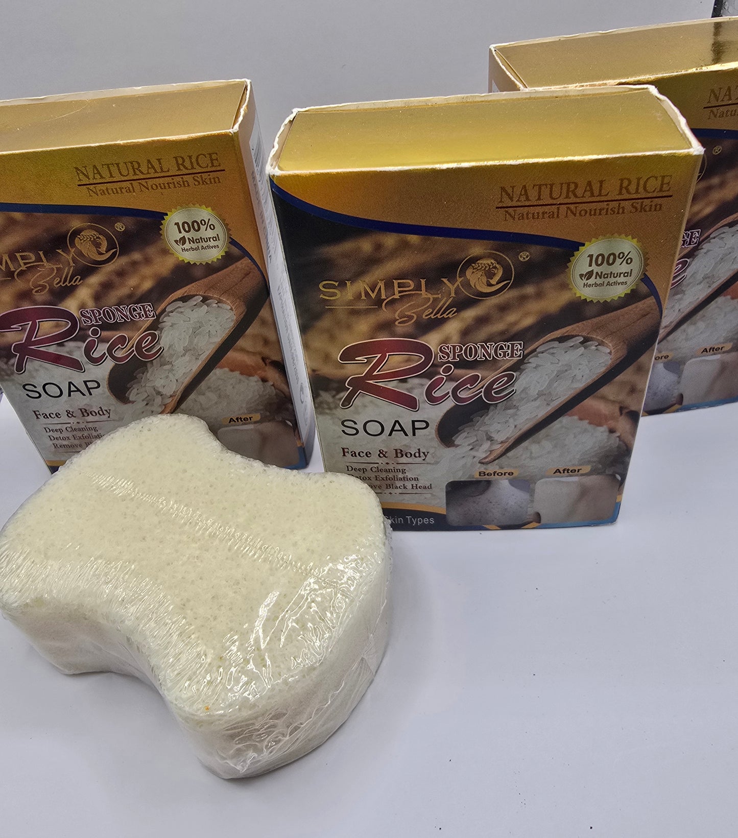 Jabon de arroz con esponja